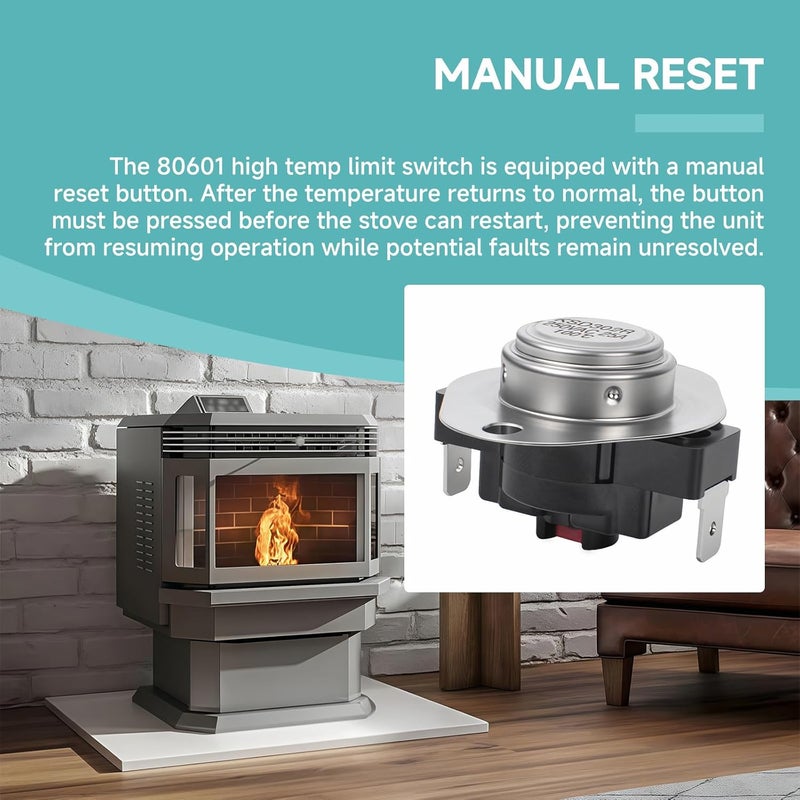 MUGLFPT 80601 High Temp Limit Switch Replacement, Compatible with Vogelzang VG5790 VG5770, USSC Bay Front 5660 & Ashley AP5660L Pellet Stoves – L210°F Temp Sensor Switch with Manual Reset Button - Image 5